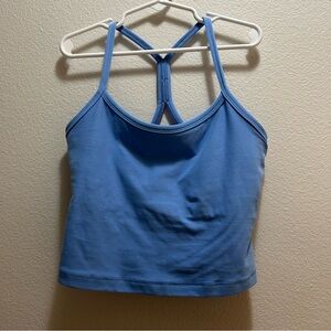 Flower blue slim racerback tank crop